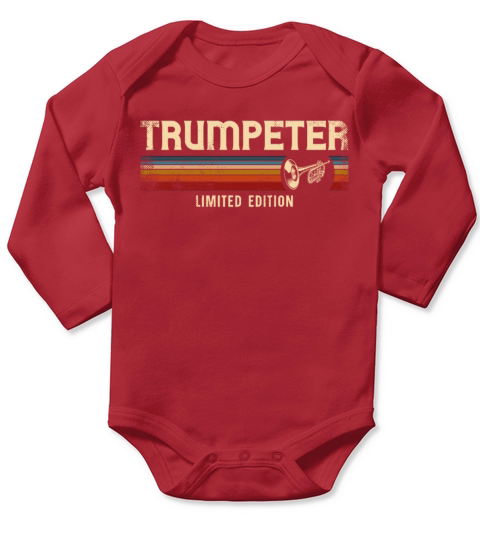 Trumpet Player Retro Vintage Long Sleeve Baby One-Piece