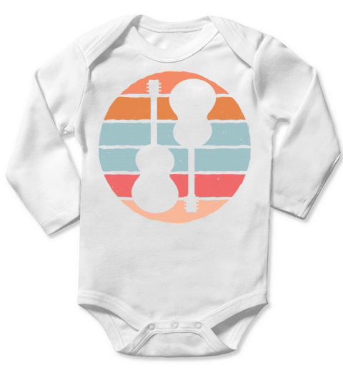 Ukulele and guitar in vintage design Long Sleeve Baby One-Piece