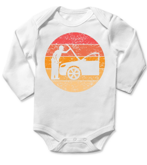 Vehicle Construction Mechanic Retro Gift Long Sleeve Baby One-Piece