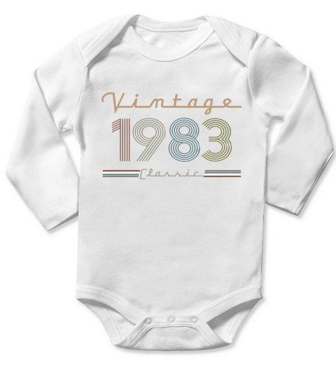 Vintage 1983 Classic Long Sleeve Baby One-Piece