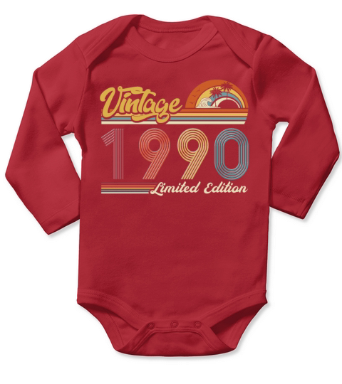 Vintage "Limited Edition" Vintage 1990 Birthday Long Sleeve Baby One-Piece