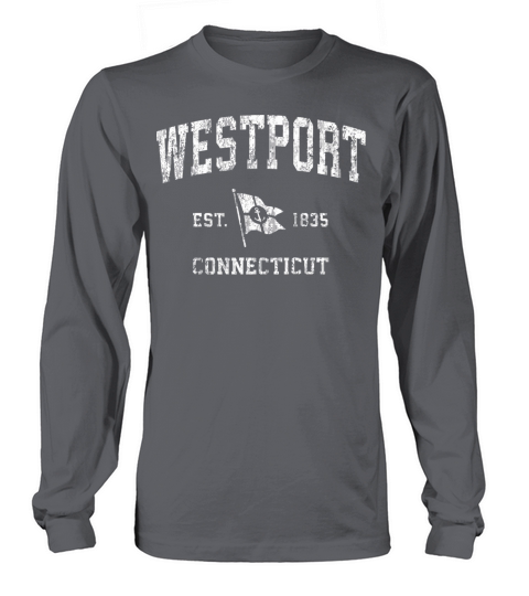 Westport Ct Vintage Nautical Boat Anchor Flag Spor Long sleeved Unisex