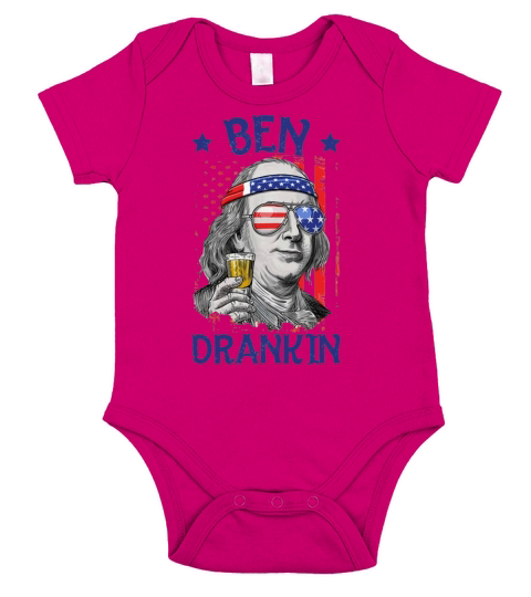American Flag Beer Ben Drankin Shirt Short Sleeve Baby One-Piece