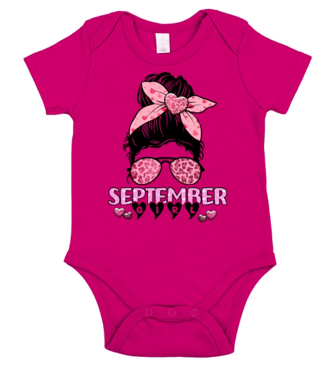 Birthday Born In September Girl Messy Bun Bandana Short Sleeve Baby One-Piece