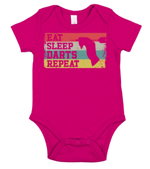 Darts Retro Vintage Eat Sleep Short Sleeve Baby One-Piece