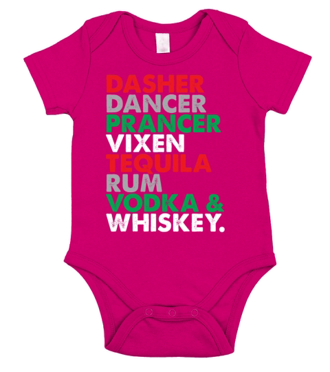 Dasher Dancer Prancer Vixen Tequila Rum Vodka Short Sleeve Baby One-Piece
