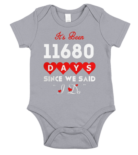 Gift For 32nd Wedding Anniversary. Husband And Wife Shirt. Short Sleeve Baby One-Piece