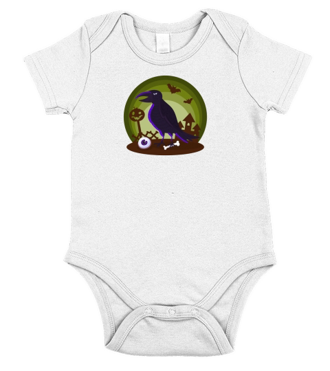 Halloween Party Horror Raven Short Sleeve Baby One-Piece