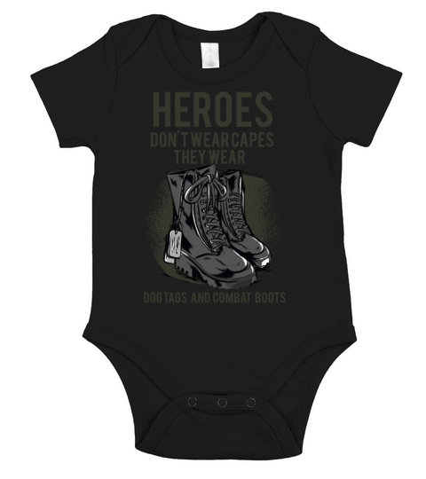 Heroes Dont Wear Capes They Wear Dog Tags Quote V Short Sleeve Baby One-Piece