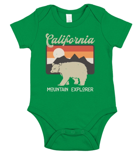 Hiking Bear Retro Hike Camper California Short Sleeve Baby One-Piece