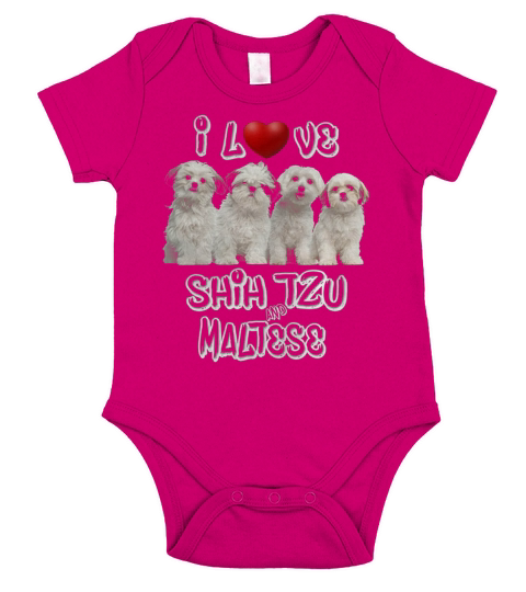 I Love Shih Tzu And Maltese T-Shirt Short Sleeve Baby One-Piece
