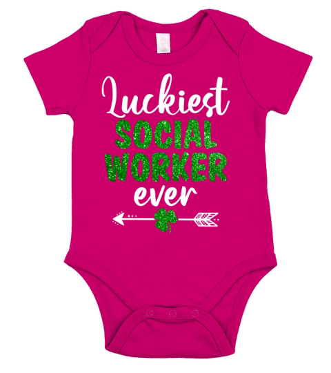 Luckiest Social Worker Ever Funny St Patricks Day Short Sleeve Baby One-Piece
