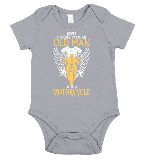 Never underestimate an  Old Man With Motorcycle Short Sleeve Baby One-Piece