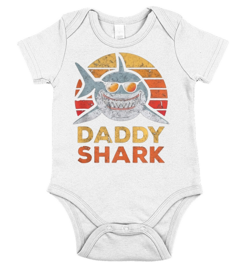 Retro Daddy Shark Short Sleeve Baby One-Piece
