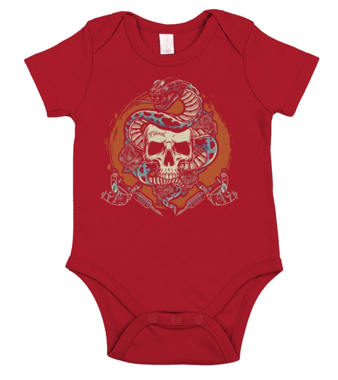 Skull Snake Tattoo Lover Tattooer Tattoo Artist Short Sleeve Baby One-Piece