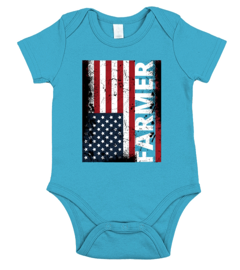 USA Flag Farmer American Farmers Vintage Patriotic Short Sleeve Baby One-Piece