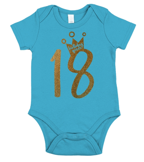 Womens Cute Gold 18th Birthday Shirt Birthday Girl Shirt Short Sleeve Baby One-Piece