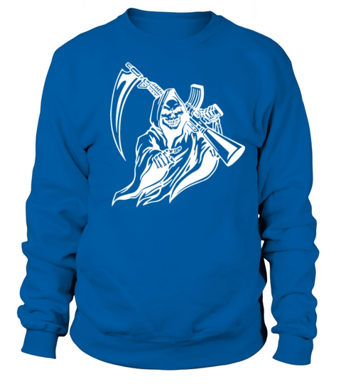 Grim Reaper with Gun Sickle Funny Sweatshirt Unisex