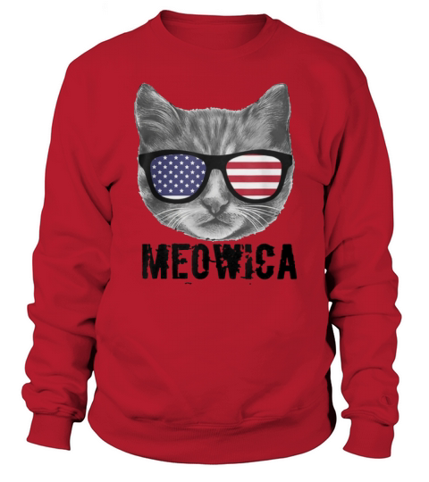Patriotic Cat Kitten American Flag Glasses Shirt Sweatshirt Unisex