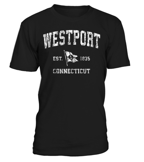 Westport Ct Vintage Nautical Boat Anchor Flag Spor T-Shirt Unisex