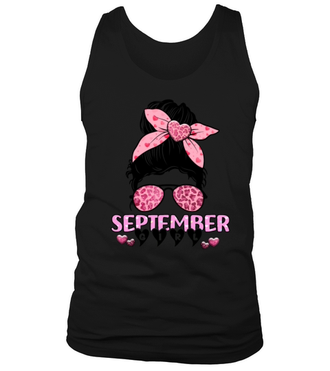 Birthday Born In September Girl Messy Bun Bandana Tank Top Unisex