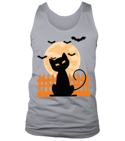 Cat Halloween with Bat And Moon Halloween Shirt Tank Top Unisex