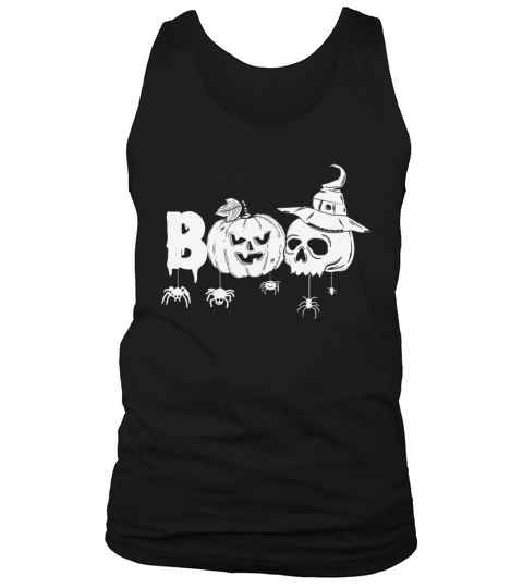Halloween boo with spider and witch pumpkin skull Tank Top Unisex