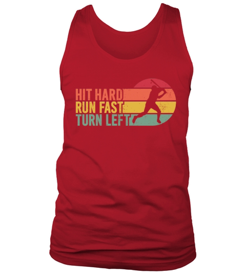 Hit Hard Run Fast Turn Left Sunset Baseball Player Tank Top Unisex