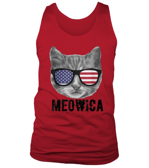 Patriotic Cat Kitten American Flag Glasses Shirt Tank Top Unisex