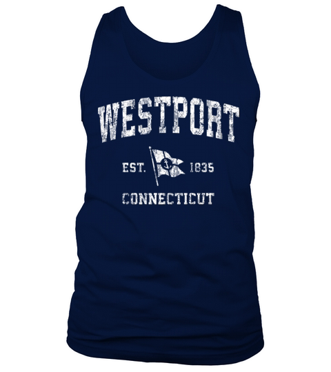 Westport Ct Vintage Nautical Boat Anchor Flag Spor Tank Top Unisex