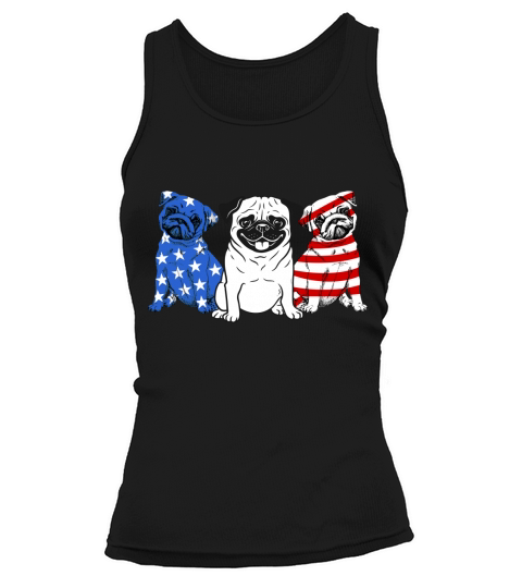 3 Pug American Flag 4th of July Dog Lover Tank top Woman