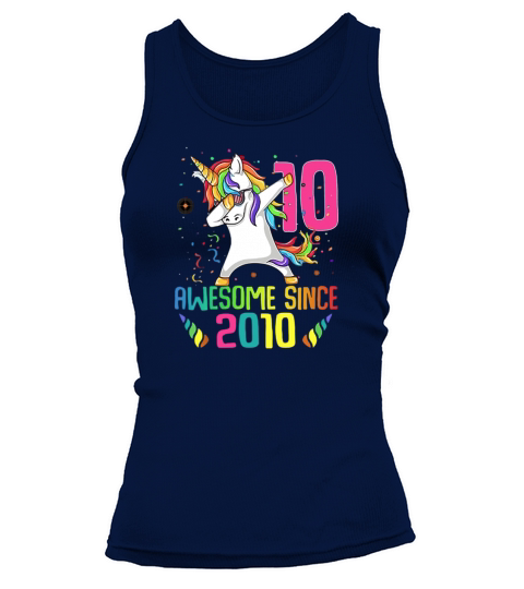 Awesome Since 2010 10 Years Old 10th Birthday Unicorn Dabbing shirt Tank top Woman