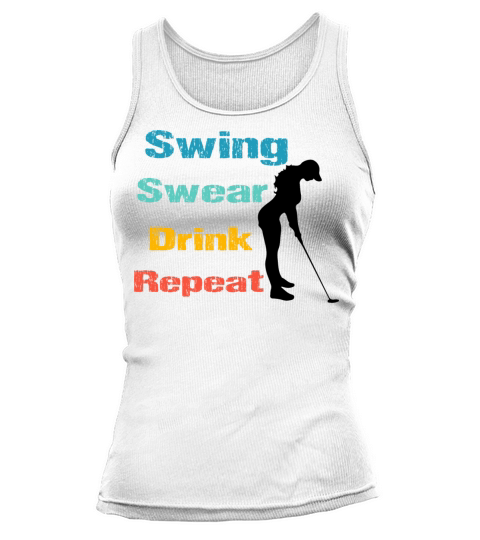 funny Swing Swear Drink Repeat retro vintage Tank top Woman