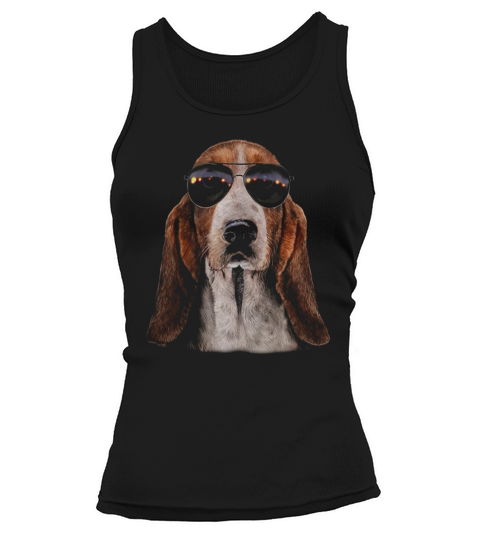 T-Shirt, Swag Basset Hound in Aviator Sunglass, Cool Dog Tank top Woman