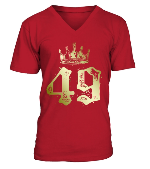 49 number crown V-Neck T-shirt