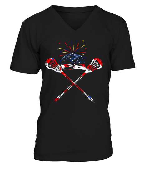 4th of july lacrosse V-Neck T-shirt
