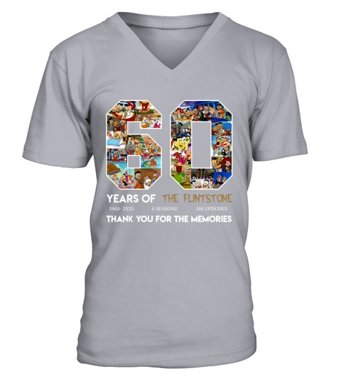 60 years of the Flintstone thank you for the memories V-Neck T-shirt