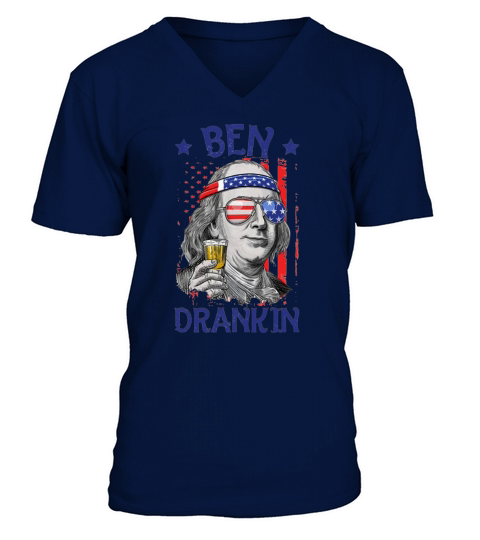 American Flag Beer Ben Drankin Shirt V-Neck T-shirt