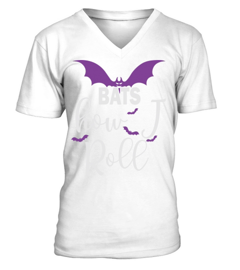 Bats How I Roll Funny Bat Halloween Shirt V-Neck T-shirt