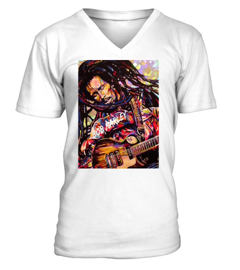Bob Marley Art V-Neck T-shirt