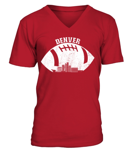 Denver Colorado Skyline Football Vintage Denver V-Neck T-shirt