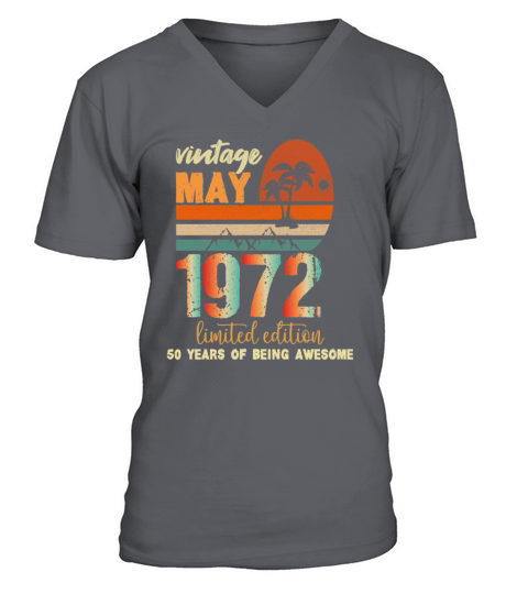 funny Birthday Decoration May 1972 50 Years retro V-Neck T-shirt
