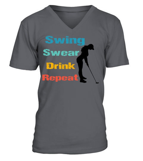 funny Swing Swear Drink Repeat retro vintage V-Neck T-shirt