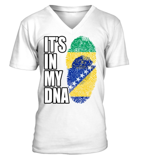 Gambian And Bosnian Mix Heritage DNA Flag V-Neck T-shirt