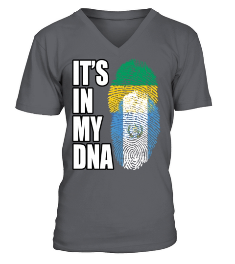 Gambian And Gabonese Mix Heritage DNA Flag V-Neck T-shirt