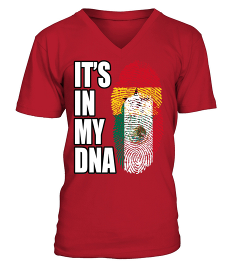 Ghanaian And Mexican Mix Heritage DNA Flag V-Neck T-shirt