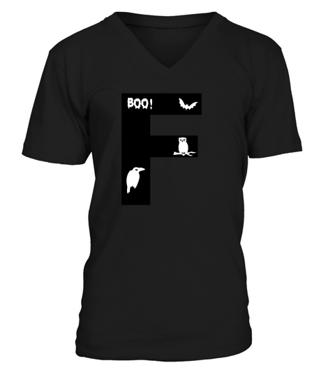 Halloween Alphabets Numbers Clipart F V-Neck T-shirt