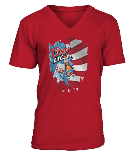Independence Day 4th Of July Coors Light America Flag V-Neck T-shirt