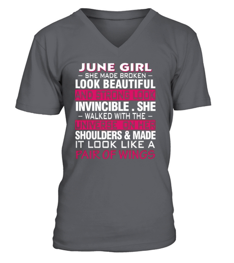 June Girl T-Shirt Cool Birthday Gift Shirt V-Neck T-shirt