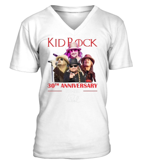 Kid Rock 30th anniversary 1990-2020 signature shirt V-Neck T-shirt